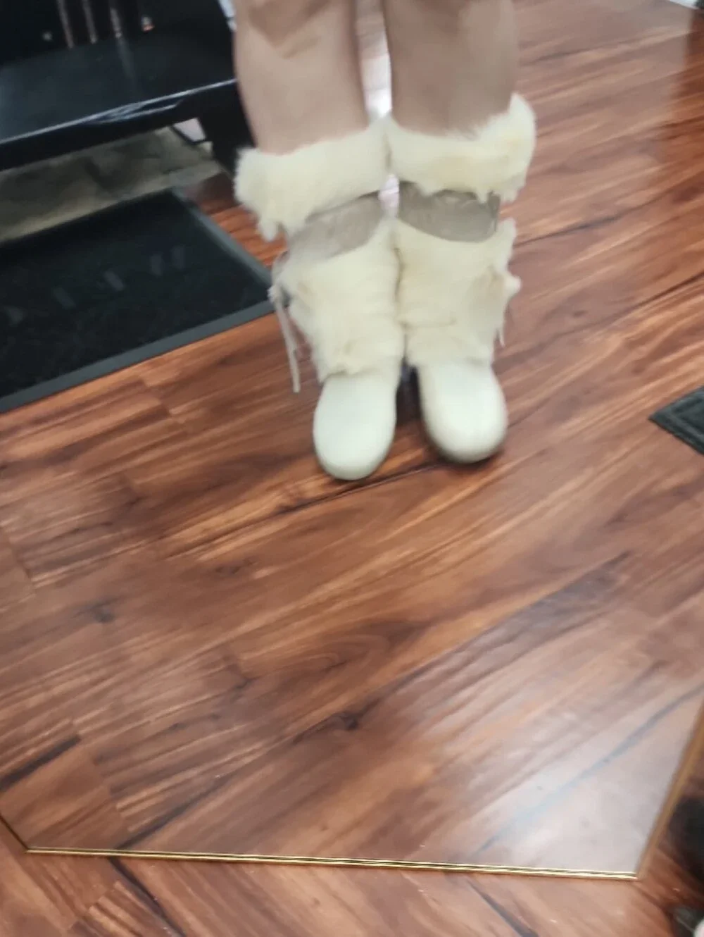 PAJAR Real Fox fur snow wintTan Faux Fur Winter Boots with Decorative Band